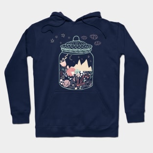 Small magical worlds: Moonrise over mountains (world in a jar) Hoodie